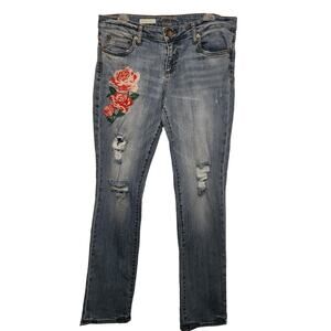 Kut From the Kloth Catherine Boyfriend Embroidered Jeans, Size 8